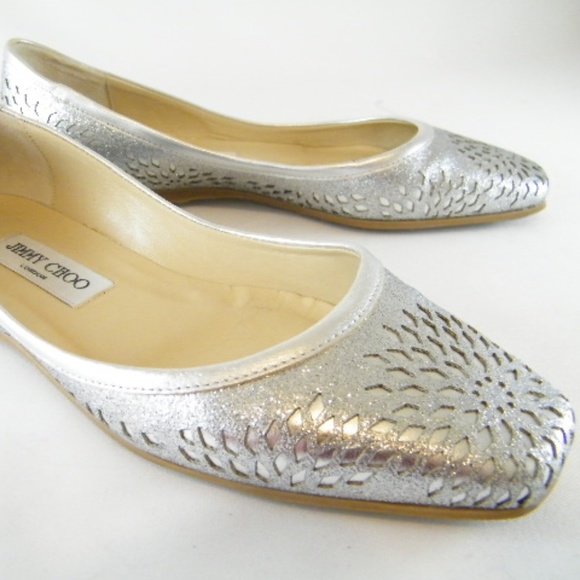 Jimmy Choo Shoes - Jimmy Choo London Silver Sparkle Flats 36 US 6